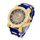 Men's Fashion Iced Out Blue Silicone Band Techno Pave Heavy Watches